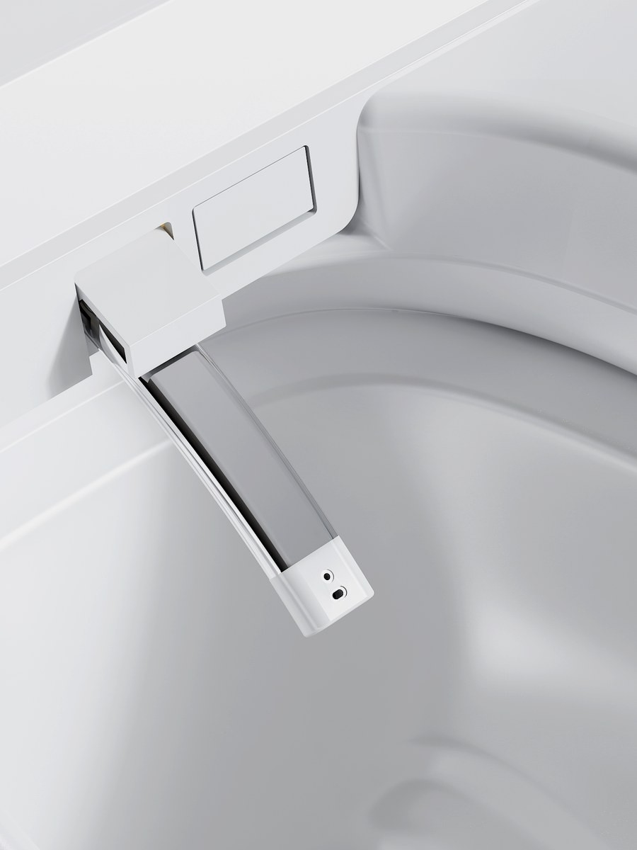 Keliss smart toilet extending bidet nozzle mechanism close-up showing precision spa wash technology